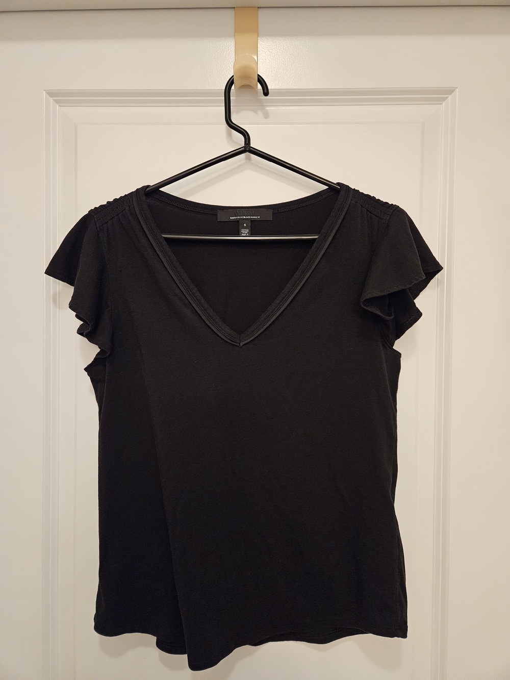 White House Black Market Black Satin Detail Glamgetter Tee | Small